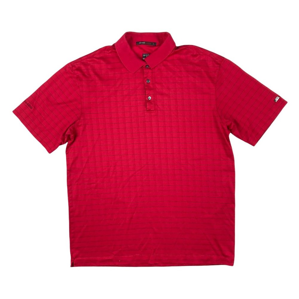 Nike Fit Dry Tiger Woods Collection Red Plaid S/S Bellagio Polo Shirt Men's L